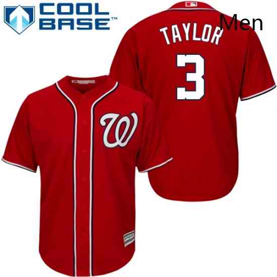 Mens Majestic Washington Nationals 3 Michael Taylor Replica Red Alternate 1 Cool Base MLB Jersey